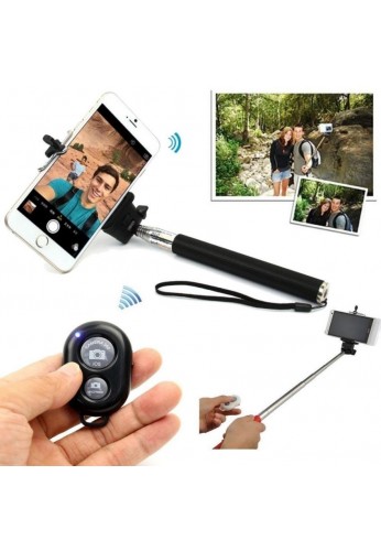 Baston Monopod para Selfies o Auto Retratos +Control Bluetooth para Celulares y Cámaras - Color Negro