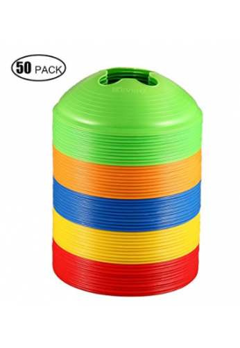 Conos Kevenz de discos para deporte más gruesos (paquete de 50) (amarillo / rojo / verde / azul / naranja)