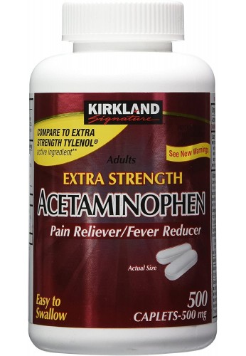 Acetaminophen extra strength para dolor de cabeza fuerte, Kirkland 500 Tabletas